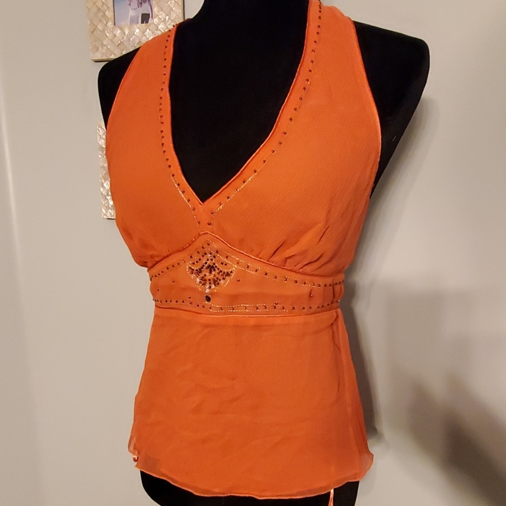 NWT- The Limited silk halter top w/bead detail - S
